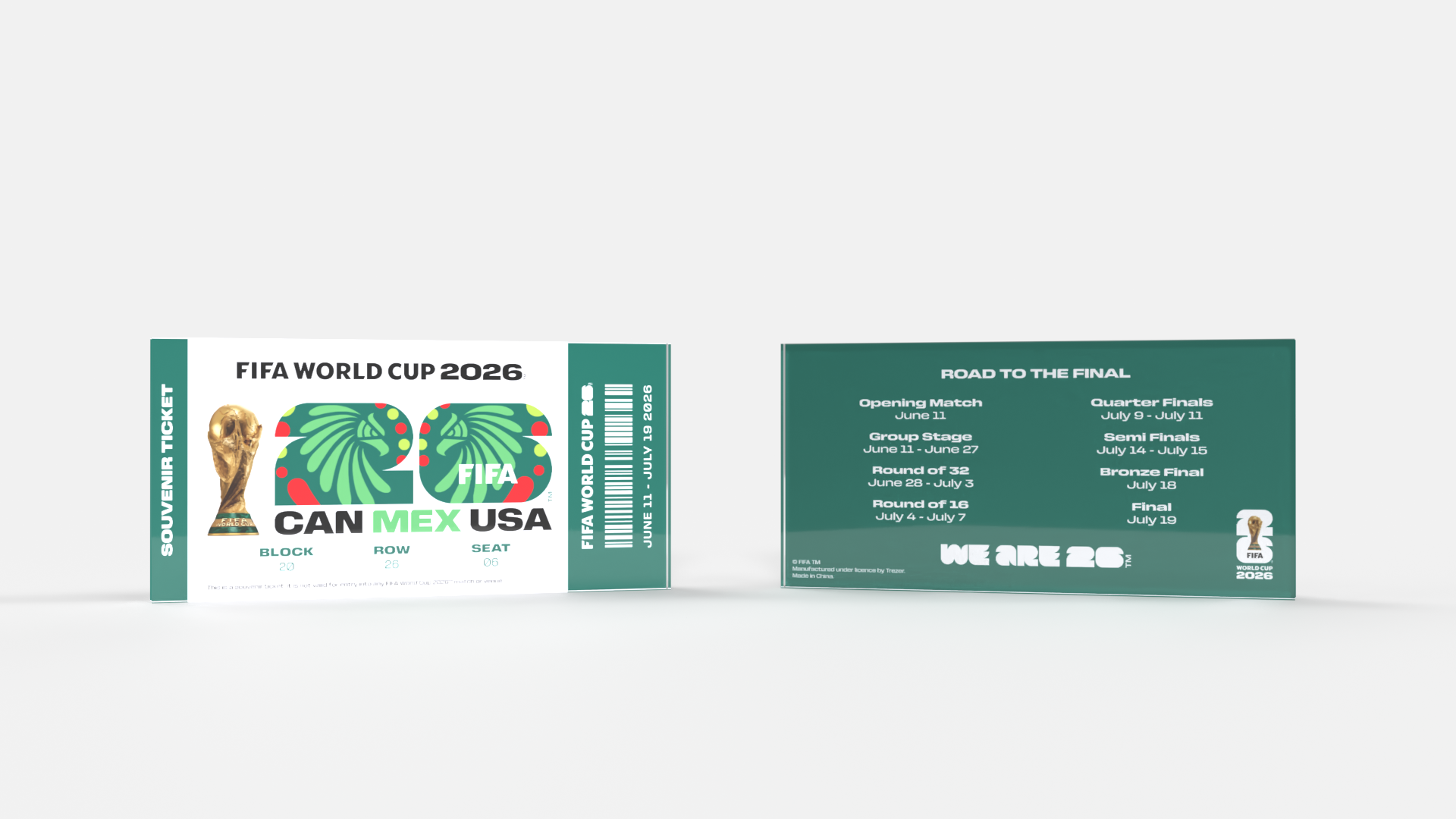 2026 FIFA World Cup Mexico Host Country souvenir ticket in landscape acrylic display