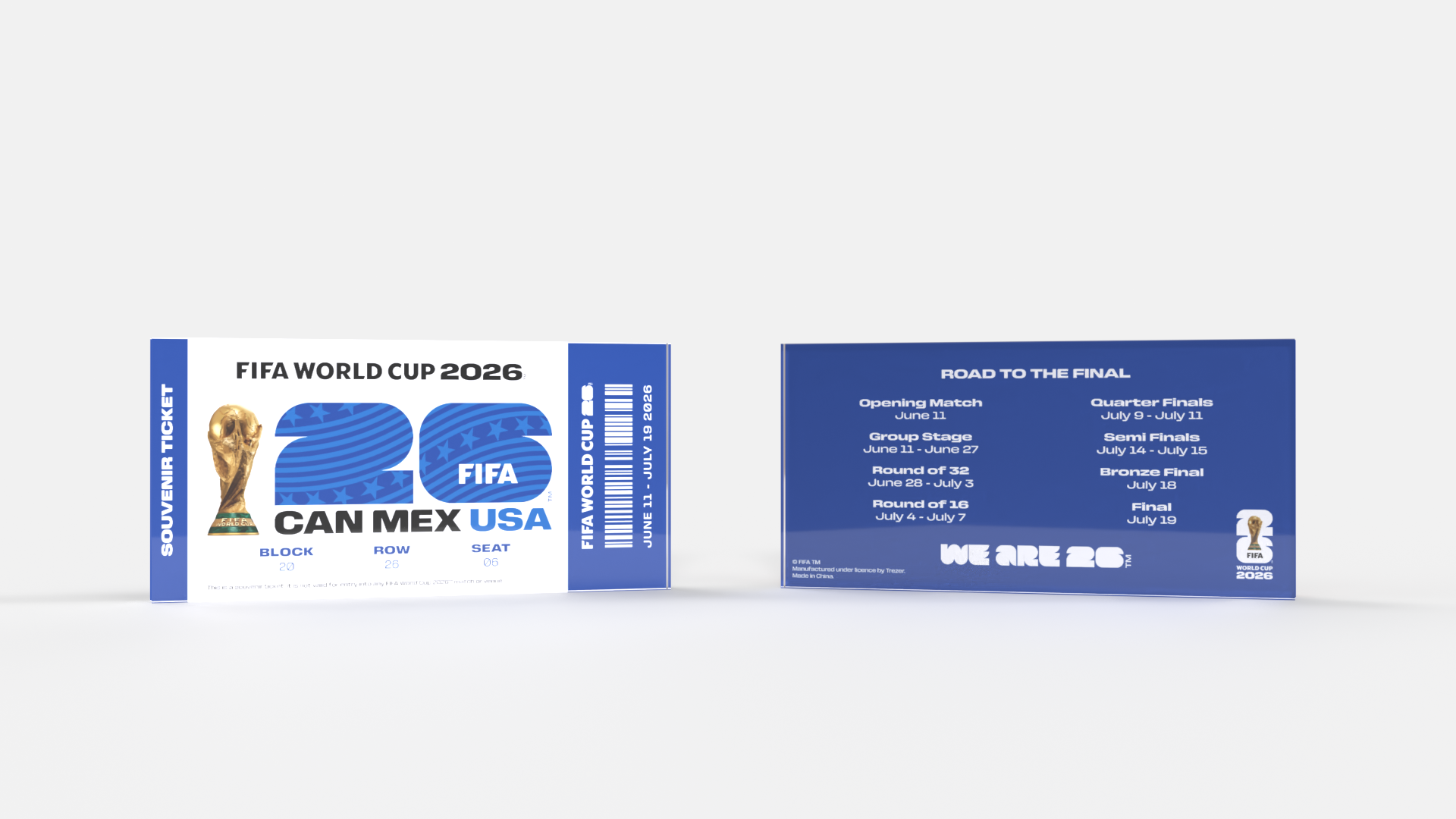 2026 FIFA World Cup USA Host Country souvenir ticket in landscape acrylic display