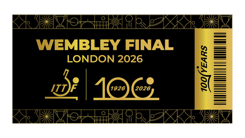 ITTF Centenary 2026 souvenir ticket – front face design